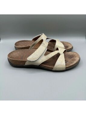 Dr Weil Slide Sandals Womens Size 8M White Leather Orthotic Lightweight Slip Ons